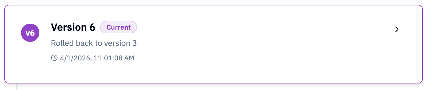 New version created by rollback