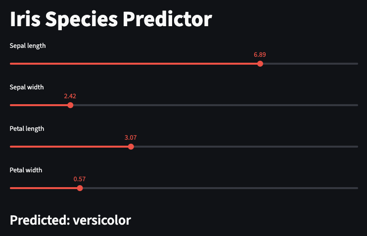 Streamlit prediction app