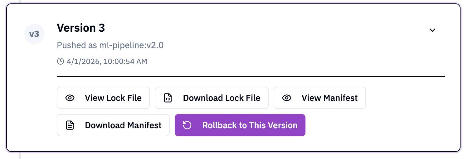 Rolling back to v2.0 in the Nebi UI